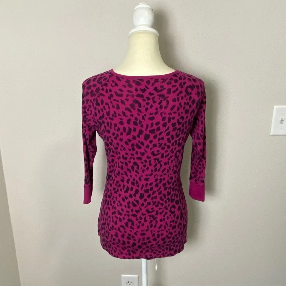 Betsy Johnson Intimates Pink Animal Print Thermal P.J Top Women's Size Small